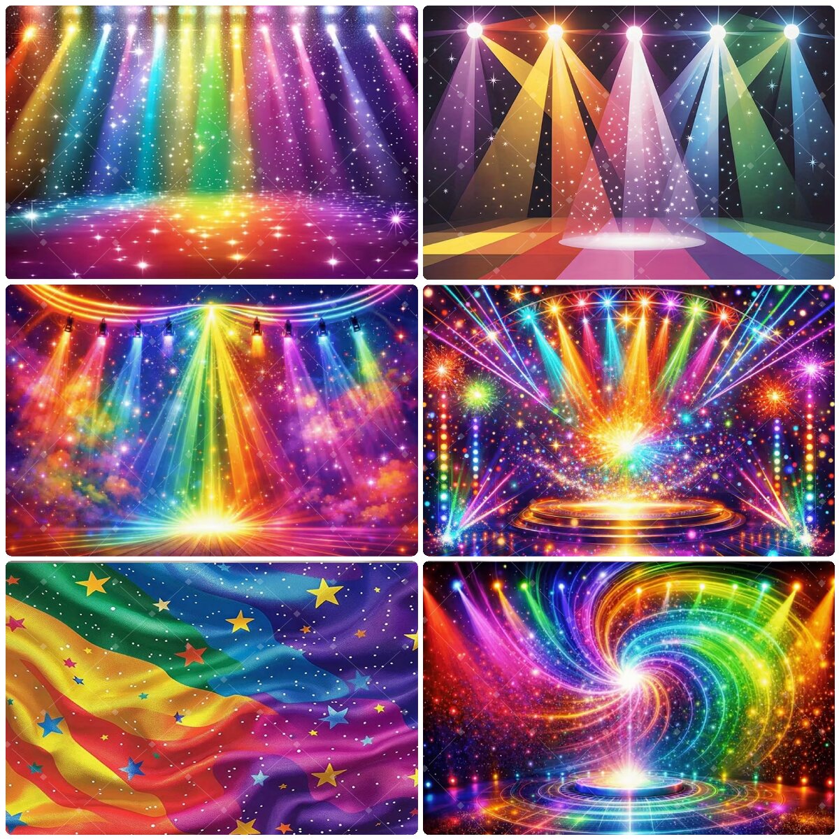 Photography Lighting Backdrop - Kolorowe Tęczowe Światło Sceniczne Tło Brokat