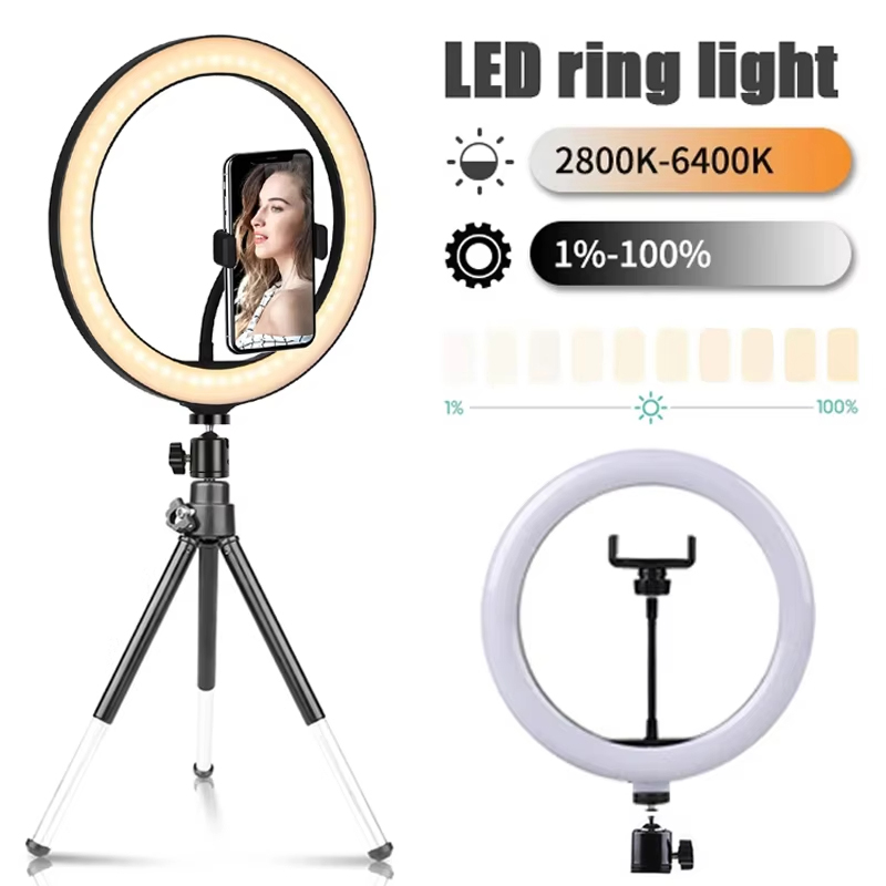 Photography Lighting Description - 10-calowa lampa pierścieniowa do selfie, oświetlenie