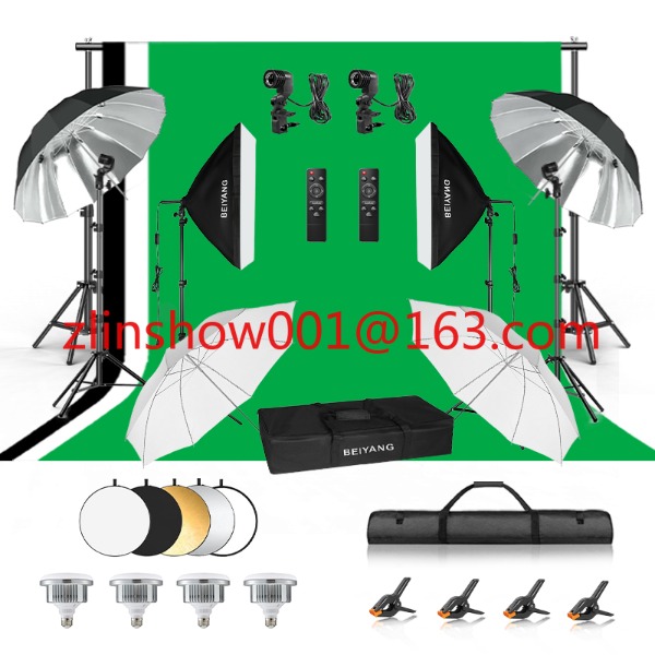 Photography Lighting And Backdrop Kits - Zestaw do studia fotograficznego 2,6*3m/2*3m: statyw