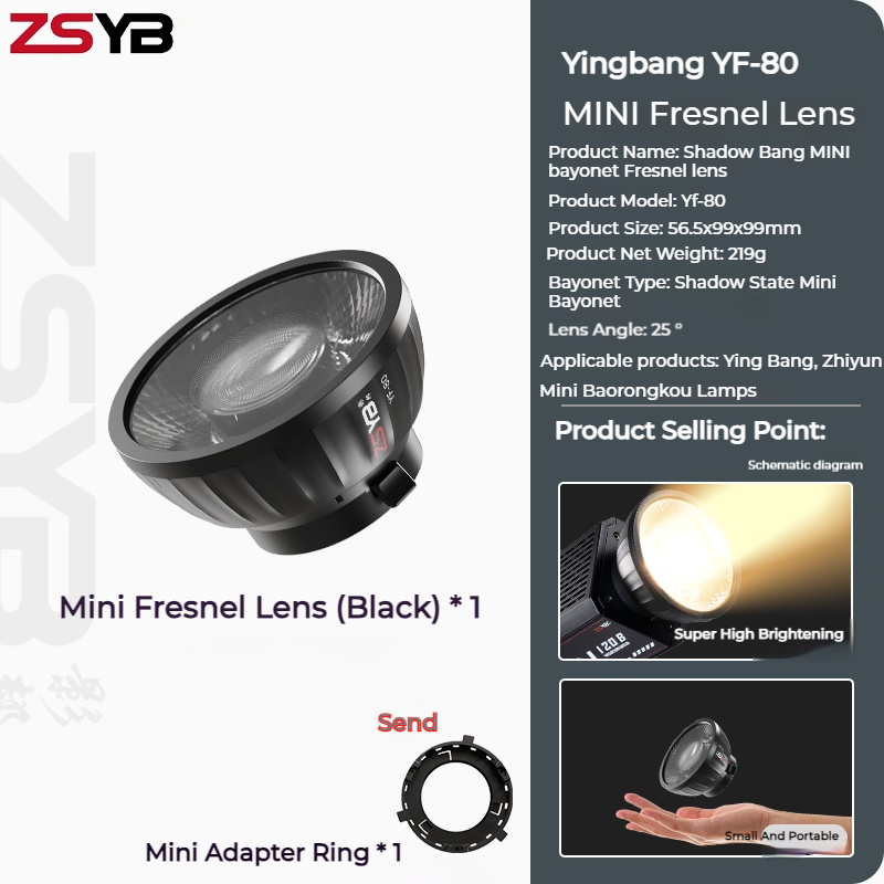 Soczewka Fresnela ZSYB YF-80,  – Fresnel Lens Attachment recenzja i cena